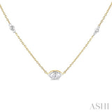 1/4 ctw Marquise and Bezel Set Round Cut Diamond Station Necklace in 14K Yellow and White Gold
