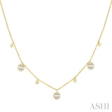 1/4 ctw Danglers Fusion Baguette and Round Cut Diamond Station Necklace in 10K Yellow Gold