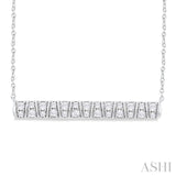 1/2 ctw Ribbed Trapezoid Motif Bar Round Cut Diamond Necklace in 14K White Gold