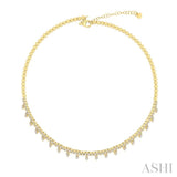 2 1/3 Ctw Dangle Accent Round Cut Diamond Choker Necklace in 14K Yellow Gold