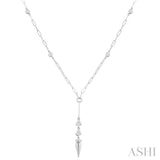 1/2 ctw Paperclip Bezel Set Round Cut Diamond Station Necklace in 14K White Gold
