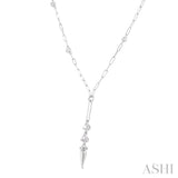 1/2 ctw Paperclip Bezel Set Round Cut Diamond Station Necklace in 14K White Gold