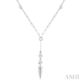 1/2 ctw Paperclip Bezel Set Round Cut Diamond Station Necklace in 14K White Gold