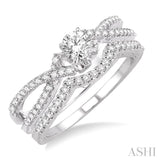 5/8 Ctw Diamond Wedding Set with 1/2 Ctw Round Cut Engagement Ring and 1/8 Ctw Wedding Band in 14K White Gold