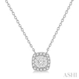 1/6 Ctw Cushion Shape Lovebright Diamond Necklace in 14K White Gold