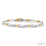 1 Ctw Round Cut Diamond Fancy Bracelet in 14K White and Yellow Gold