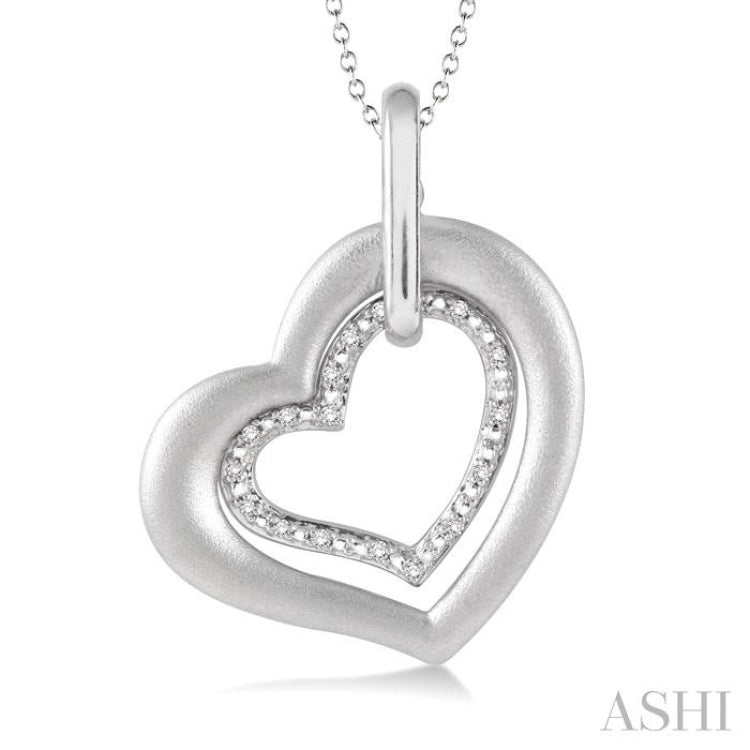 Silver Twice Heart Shape Diamond Fashion Pendant
