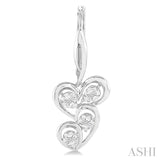Silver Twice Heart Shape Diamond Fashion Earrings