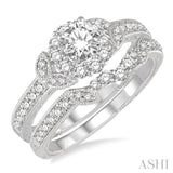 3/4 Ctw Diamond Bridal Set with 1/2 Ctw Round Cut Engagement Ring and 1/6 Ctw Wedding Band in 14K White Gold