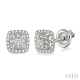 1/3 Ctw Square Shape Round Cut Diamond Fashion Earrings in 14K White Gold