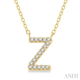 1/20 Ctw Initial 'Z' Round Cut Diamond Pendant With Chain in 10K Yellow Gold