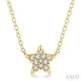 1/10 Ctw Star Round Cut Diamond Petite Fashion Pendant With Chain in 10K Yellow Gold