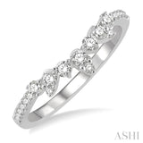 1/4 ctw Alternating Marquise and Circular Mount Round Cut Diamond Curved Wedding Band in 14K White Gold
